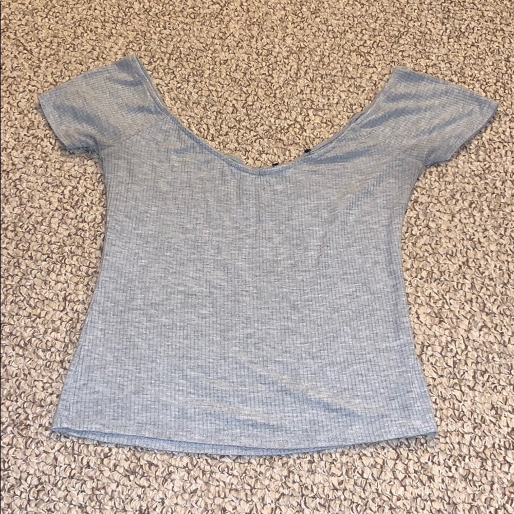 Women’s Gray Off the Shoulder Crop Top